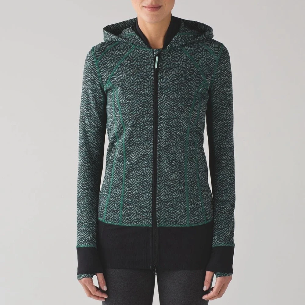 Lululemon Daily Practice Jacket Irregular Spacebone Sea Mist Deep Green / Black - Picture 1 of 16